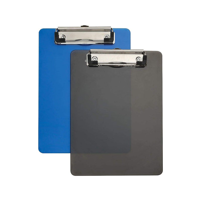 1InTheOffice Small Clipboards 6x9 Plastic Memo Size  Translucent Blue/Translucent Black  6 x 9 Clip Board- Mini  (2) - Image 1
